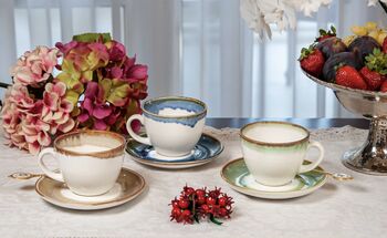 Blue Tea Cup With Saucer Porcelain, 7 of 9