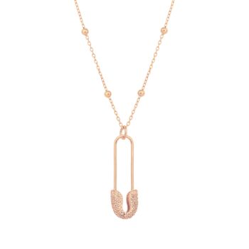 Sterling Silver Jewelled Safety Pin Beaded Necklace, 7 of 7