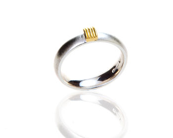 Slim Silver Ring With Five Gold Strand Detail, 3 of 6
