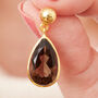 Ruby Teardrop Gold Plated Silver Ball Stud Drop Earring, thumbnail 12 of 12