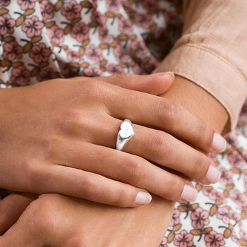 Sterling Silver Personalised Heart Signet Ring, 4 of 12