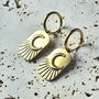 Crescent Moon Sunburst Hoop Earrings Gold Plated, thumbnail 3 of 5