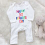 Bright Happy First Father's Day Babygrow, thumbnail 2 of 3