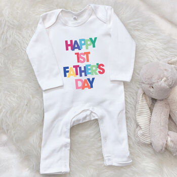 Bright Happy First Father's Day Babygrow, 2 of 3