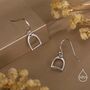 Sterling Silver Equestrian Stirrup Drop Earrings, thumbnail 5 of 11