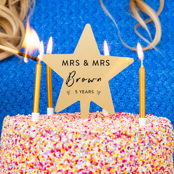 Personalised Wedding Anniversary Star Cake Topper, 2 of 8