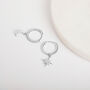Silver Colour Moon And Star Crystal Drop Hoop Earrings, thumbnail 3 of 3