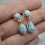 Larimar Earrings: Silver, Blue Gemstone Teardrop, thumbnail 6 of 6