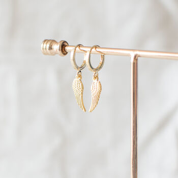 Gold Plated Wing Huggie Earrings, 6 of 11