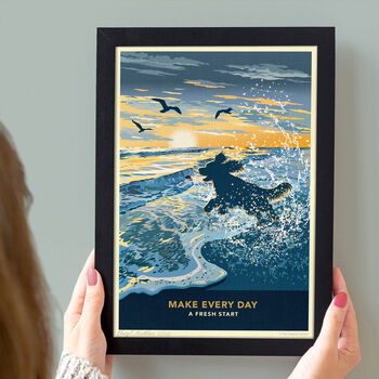 Spaniel On A Seaside Shoreline Sunrise. A Limited Edition Dog Gift Print, 8 of 12