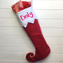 Personalised Red Embroidered Christmas Stocking, thumbnail 1 of 3