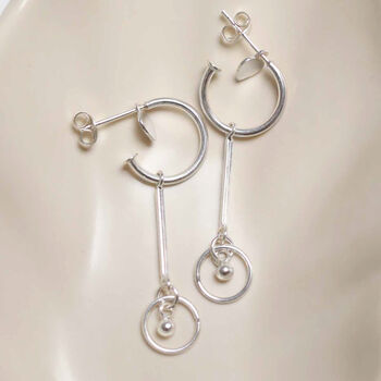 Sterling Silver Heart And Bar Studs, 3 of 5