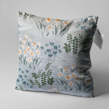 Blue Decorative Cushion Cover With Daisy Design, 3 of 7