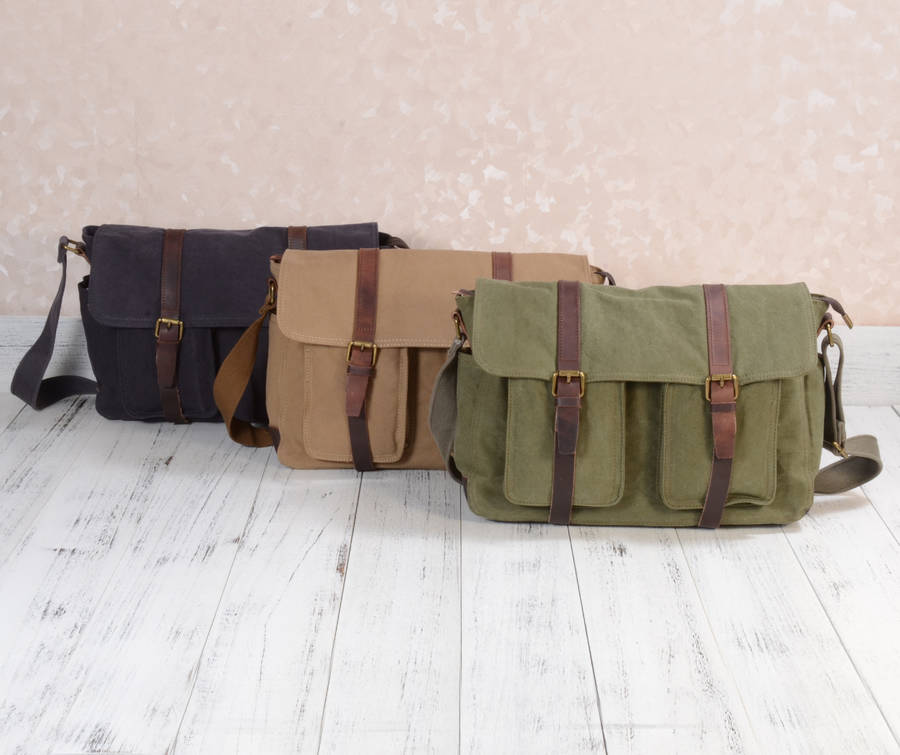 canvas messenger shoulder bag personalised by eazo | notonthehighstreet.com