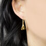 Gold Plated Sterling Silver Calla Lily Dangly Earrings, thumbnail 2 of 5