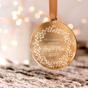 Our First Christmas Together Couples Gold Bauble, 4 of 6