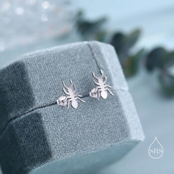 Sterling Silver 2D Ant Stud Earrings, 3 of 11