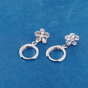 Hanging Butterfly Hoop Earrings Silver, 3 of 7