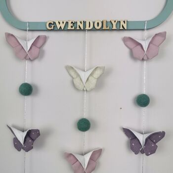 Nursery Mobile Wall Decor Pink,Cream,Mint Butterfly, 4 of 12