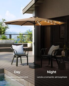 270cm Garden Parasol Umbrella 32 Solar Powered LED Light, 4 of 12