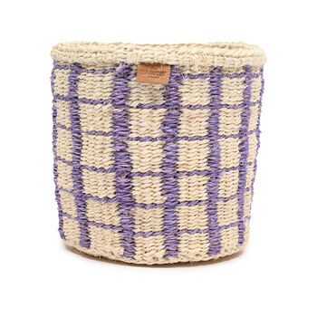 Changia: Lavender Check Woven Storage Basket, 5 of 7