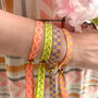 Set Of Four Festival Ribbon Bracelets, Checks / Leaves, thumbnail 2 of 5