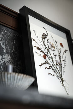 Whisper Stem Original Pressed Flower Art In A3 Black Frame, 4 of 7