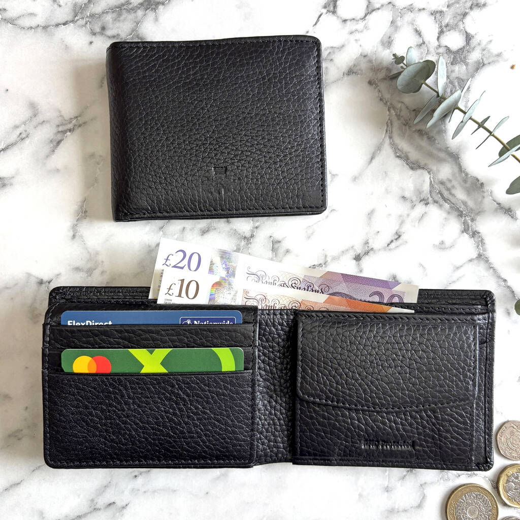 Men's Black Leather Wallet With Rfid Protection, 1 of 4
