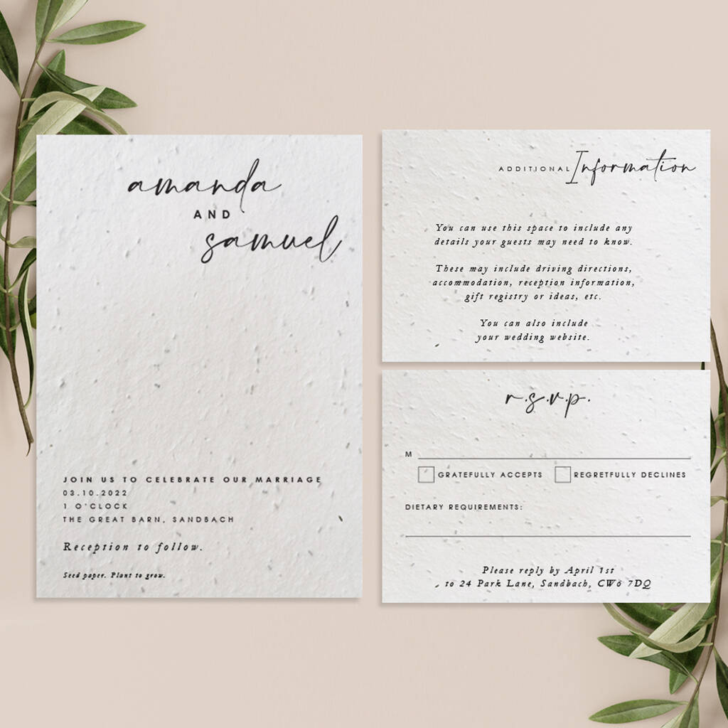 Bliss Plantable Seed Paper Wedding Invitations, 1 of 3