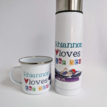 Personalised Swim Wild Flask And Mug Set, 8 of 12