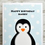 'Penguin' Personalised Boys Birthday Card, thumbnail 2 of 3