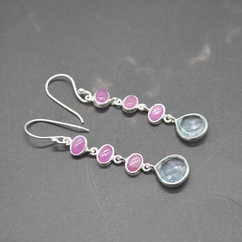 Ruby, Blue Topaz Dangle Earrings, 6 of 8