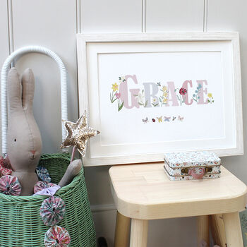 Floral Personalised Flowers Children's Name Print, 5 of 5