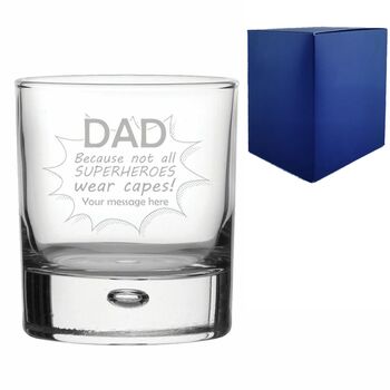 Personalised Superhero Dad Bubble Whisky Glass, 3 of 4