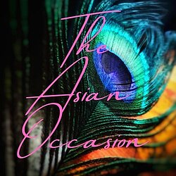 The Asian Occasion logo is shown with the background as a peacock feather, with pink font stating The Asian Occasion