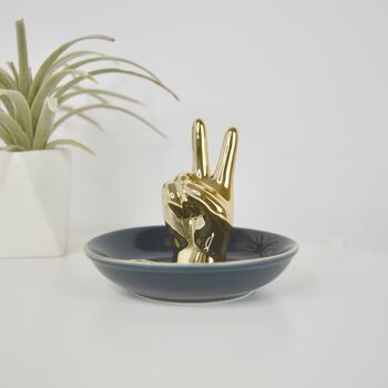 Gold Peace Sign Jewellery And Trinket Dish, 2 of 6