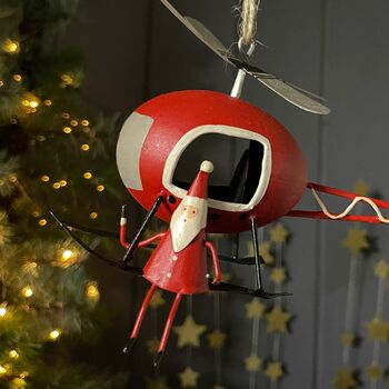 Santa On A Helicopter Hanging Christmas Decoration, 3 of 3