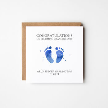 New Grandparents Pink/Blue Footprints Card, 2 of 2