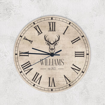 Vintage Inspired Stag Personalised Kitchen Clock, 4 of 5