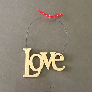 'Love' ~ Gold / Red Hanging Wooden Sign, 5 of 5