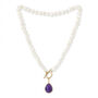 Clara Freshwater Pearl Necklace With Amethyst, thumbnail 2 of 3