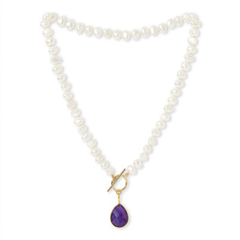 Clara Freshwater Pearl Necklace With Amethyst, 2 of 3