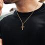 Mens Gold Plated Cross Necklace Crucifix Steel Pendant, thumbnail 1 of 10