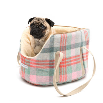 Luxury Dog Carrier Macaroon Check Tweed, 3 of 5