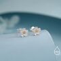 Sterling Silver Little Cherry Blossom Flower Pendant Necklace And Stud Earrings, thumbnail 2 of 12