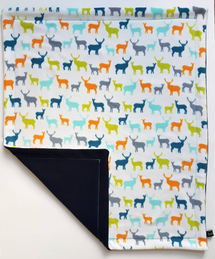 Deer Fleece Baby Blanket By Suzielou textiles
