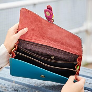 Recycled Leather Animal Print Crossbody Clutch Bag, 3 of 12