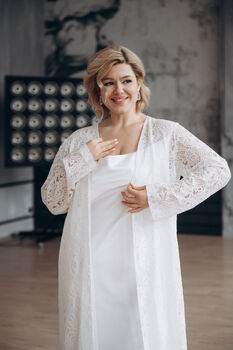 Long Sleeved Ivory Lace Bridal Kimono Cape, 4 of 9