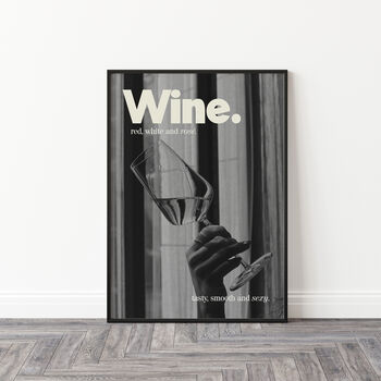 Retro Black And White Wine Kitchen Wall Print, 2 of 4