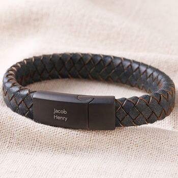 Men's Personalised Woven Leather Bracelet, 5 of 11